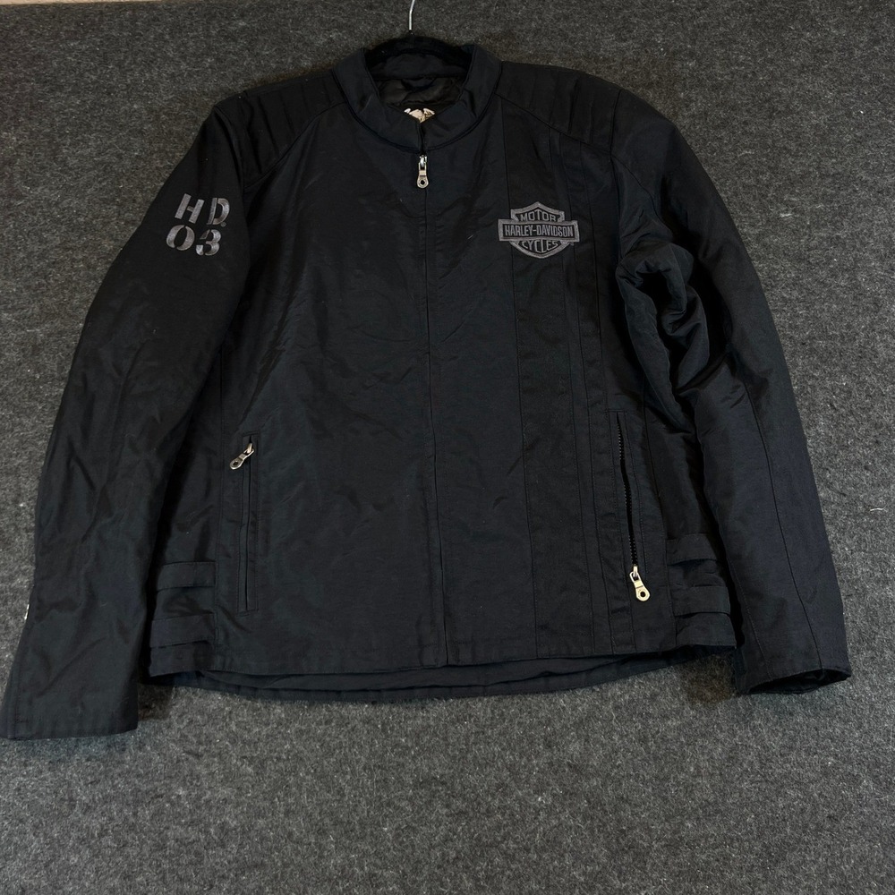 Harley-Davidson Textile Riding Jacket Embroidered Logo HD 03 Mens XL Black Moto